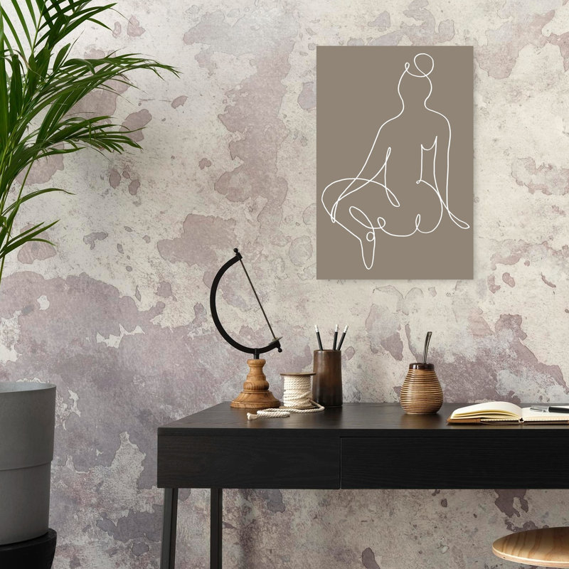 Serene Line Drawing Abstract Contemporary Delicate Wall Art Print 1 Piece Wrapped Canvas Wall Art, 60.96cm H x 40.64cm W