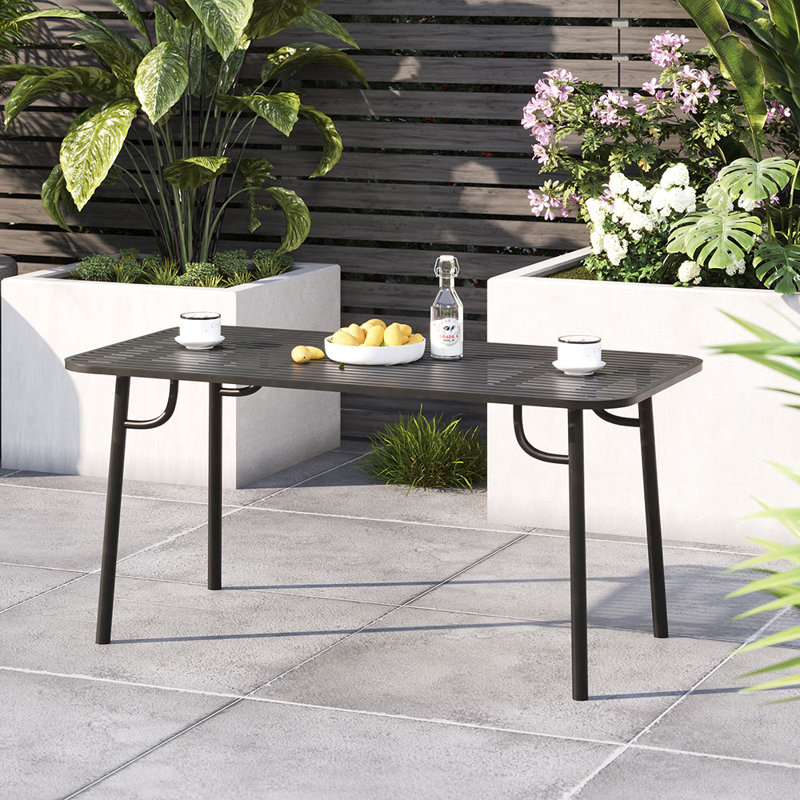 Carmedie Outdoor Garden Metal Table, 75cm H x 160cm L x 80cm W