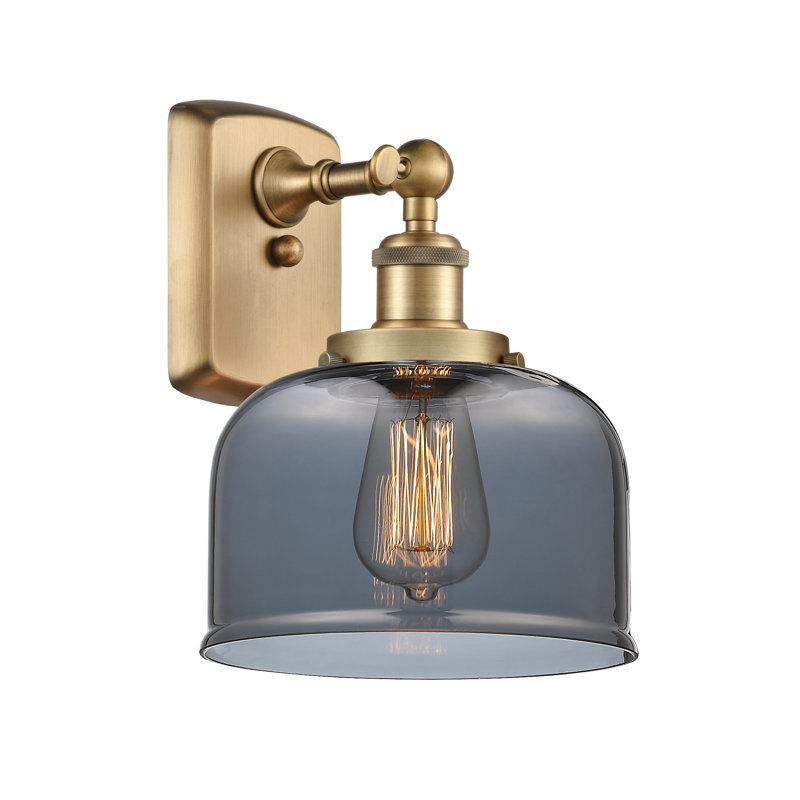Ballston Urban Bell - 1 Light 8" Sconce, Plated Smoke, Brushed Brass, LED