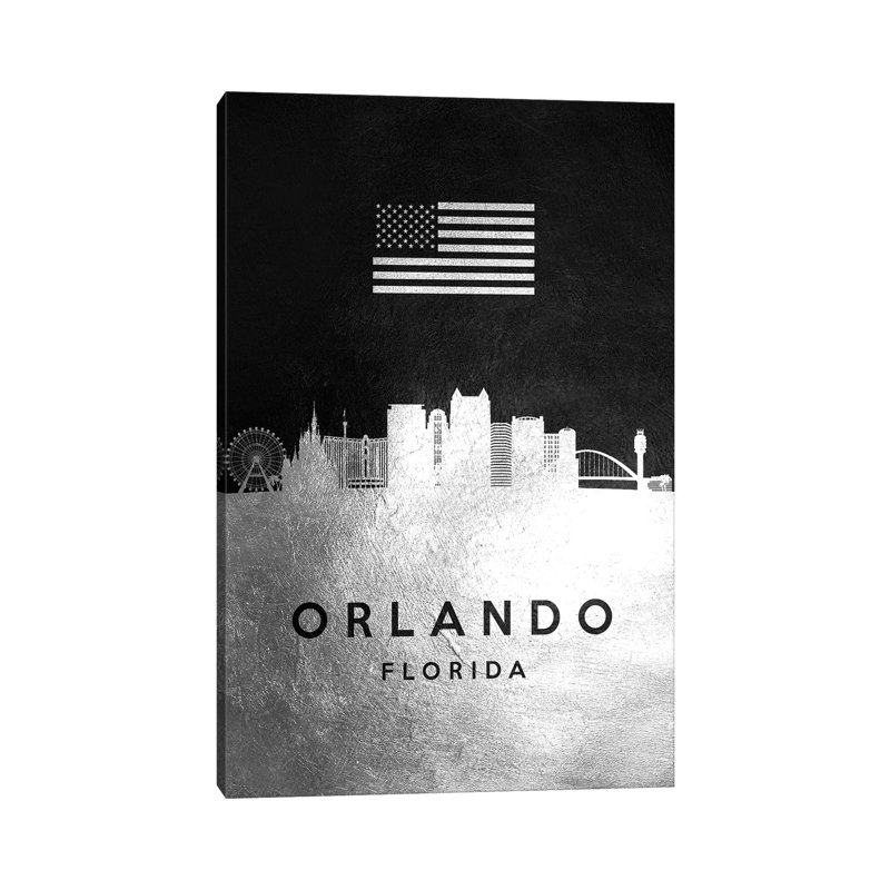 «Birmingham Alabama Silver Skyline» par Adrian Baldovino, impression sur toile tendue, Orlando, Floride