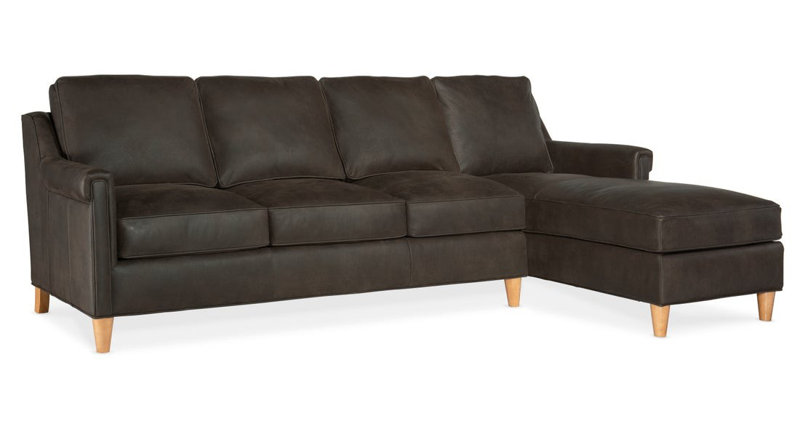 Canapé modulaire Madison (cuir, pieds fuselés), Cuir véritable rocher d'amande Triomphe, Pavé effilé