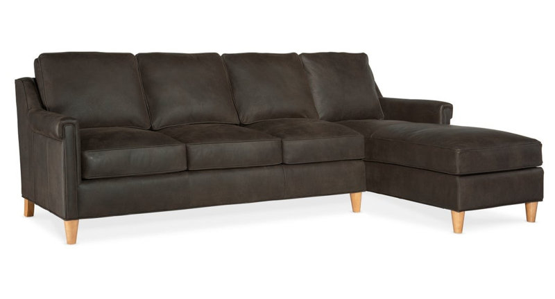 Madison Upholstered 103 " L-Shaped Seating Component, Tapered Cobblestone, Triomphe Almond Roca Genuine Leather