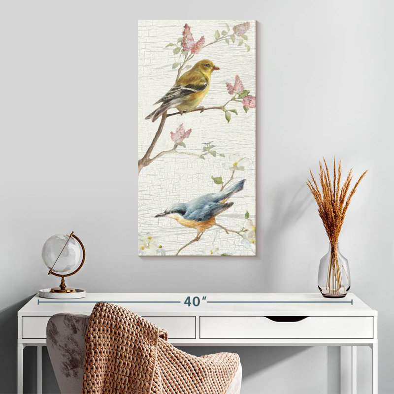 Panneau d'oiseaux rétro I, H 30 po x l 15 po