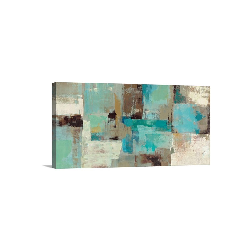 « turquoise et aqua reflections », reproduction d’art, H 24 po x l 48 po x p 1,5 po, Toile