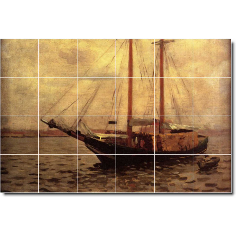 Carreau de céramique décorative 36 po x 24 po 6 po x 6 po, Bateau bateau 280