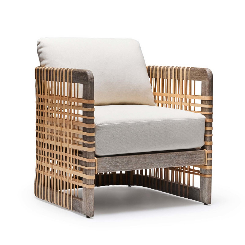 Palms Armchair, Natural Cream Weave, White Ceruse