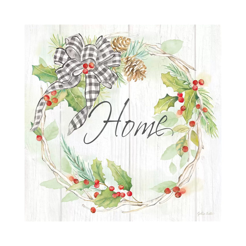 Holiday Gingham Wreath I by Cynthia Coulter - Wrapped Canvas Print, 66.04 cm H x 66.04 cm W x 1.91 cm D