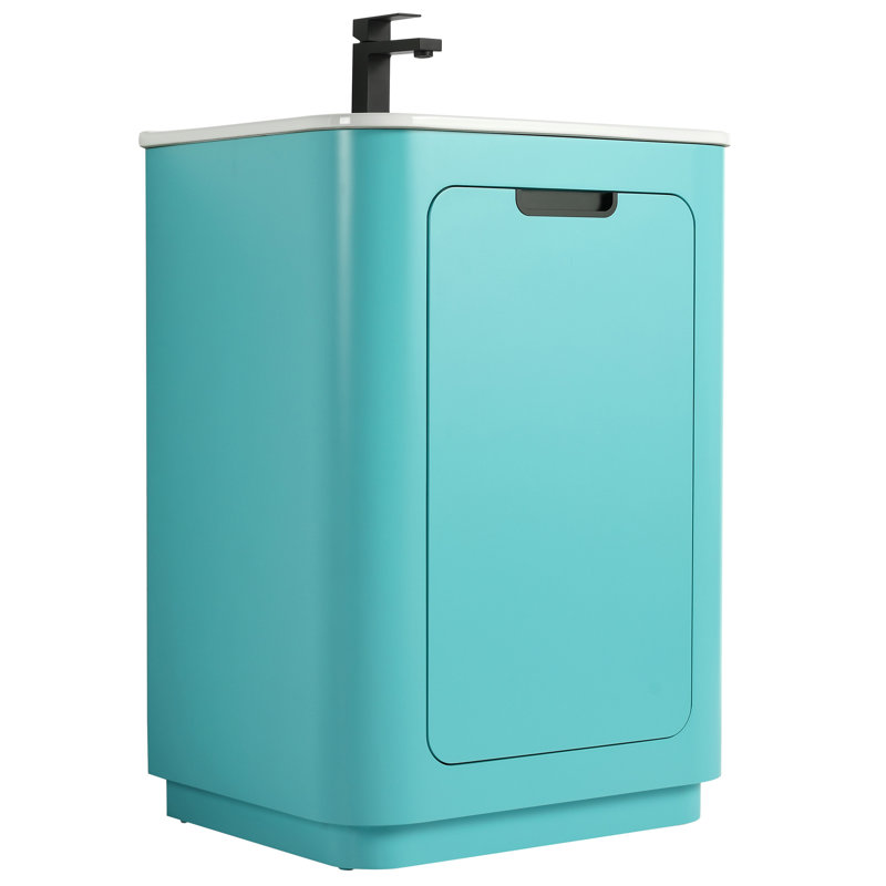 Atticus 24 Inch Bathroom Vanity with Sink, Blue/Black