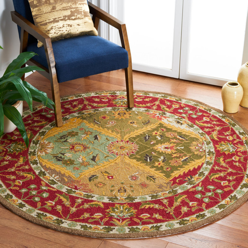 Karol Hand Hooked Performance Oriental Rug, Round 8'