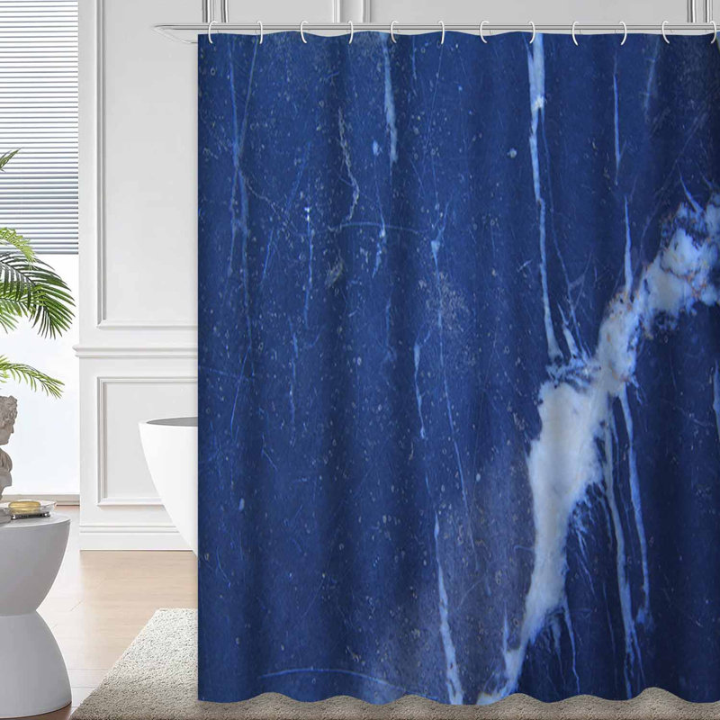 Rideau de douche agate bleu pierre avec 12 crochets, L 72 po x l 72 po