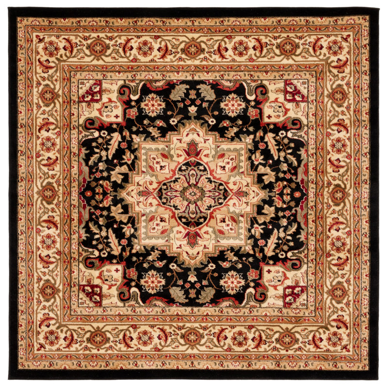 Tapis oriental ivoire / rouge Klose, Beige/Black, Carré 6 pi