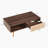 Boho Rectangle Coffee Table with Solid Wood Legs & Sliding Storage Drawer, Modern Living Room or Office Center Table-2106563071
