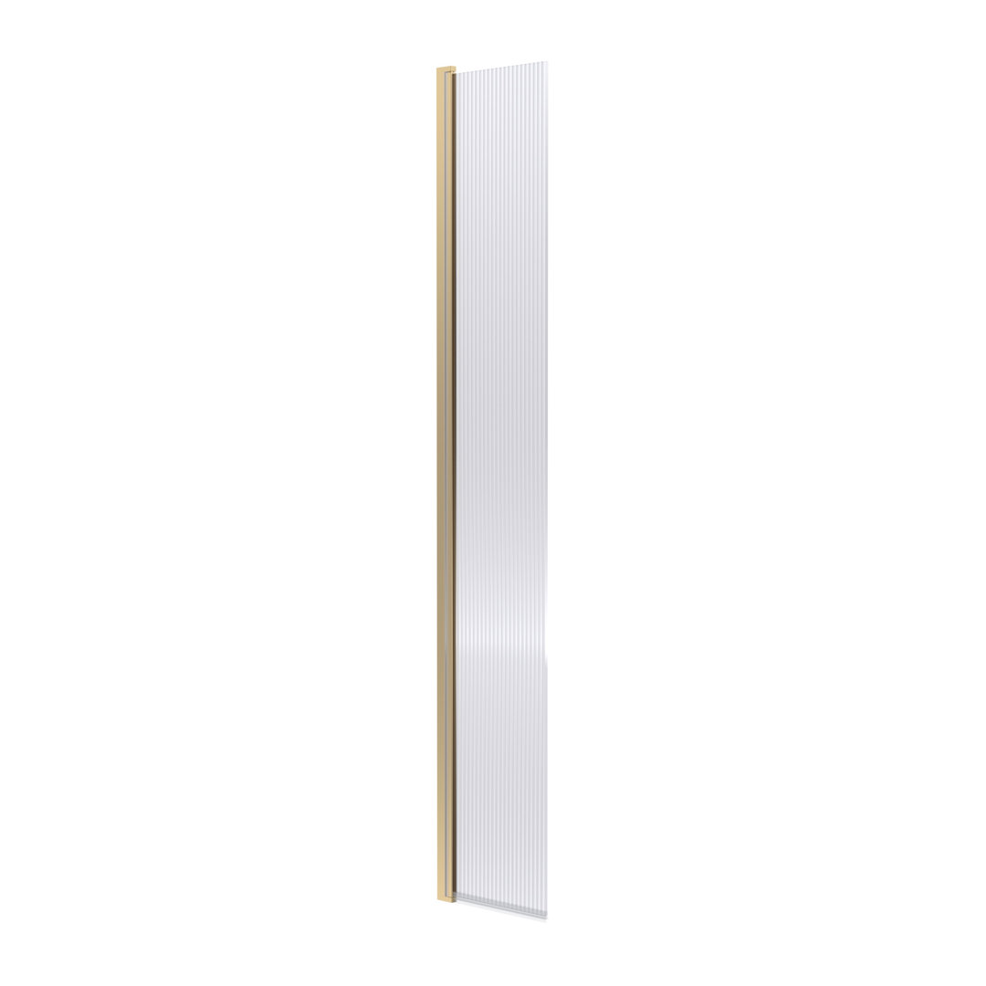 Nuie Brushed Brass Fluted Wetroom Concealed Hinged Return Screen With Fittings | | Aluminium | 300Mm X 1850Mm - Image 2