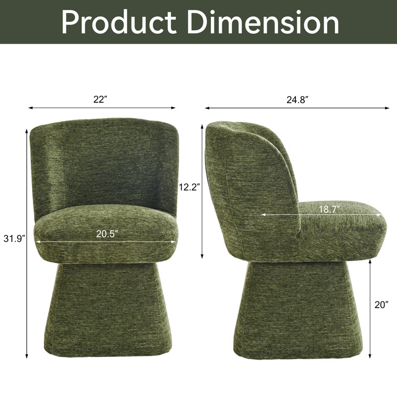  Upholstered Swivel Dining Chair, Green