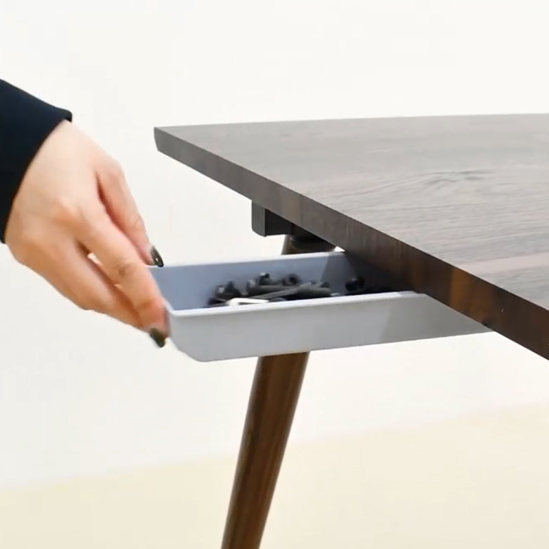 Ensemble de table de salle à manger extensible 95 "pour 6 personnes avec chaises rembourrées Donelson, Beige