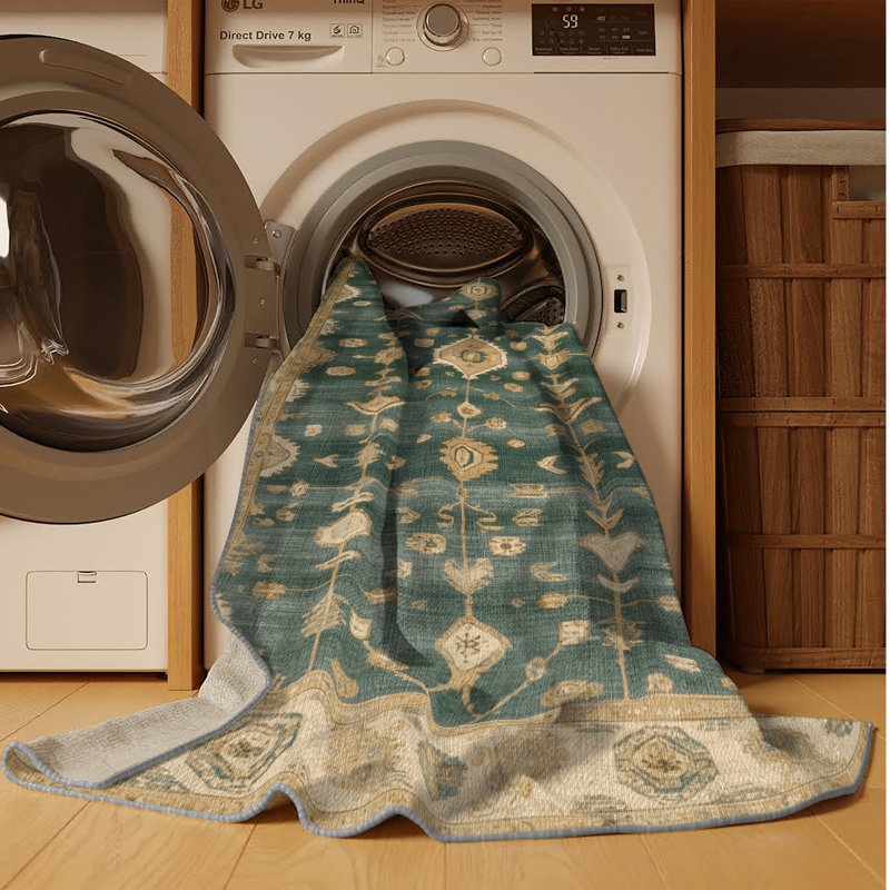 Machine Washable Overdyed Brown Area Rug, Rectangle 5' x 8'