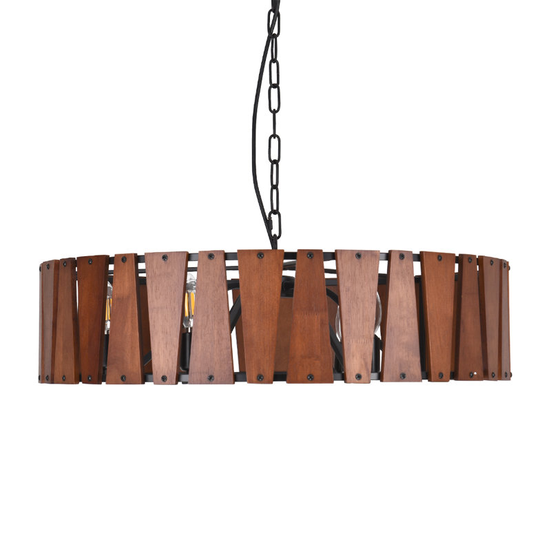 Lustre tambour en bois 6 lumières Treville 