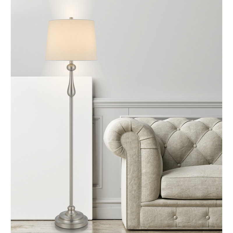 Lampe sur pied 100 watts Emilymae en métal avec abat-jour en lin rigide
