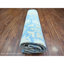 Tapis oriental noué à la main bleu clair en laine kazak 7 pi 8 po x 9 pi 7 po Bayern