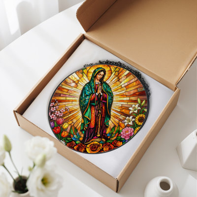 Panneau de vitrail de la Vierge Marie - H 12 po