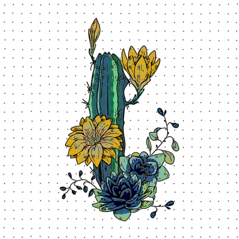 " Cactus Flowers 459 ", 48" H x 48" W x 1.5" D