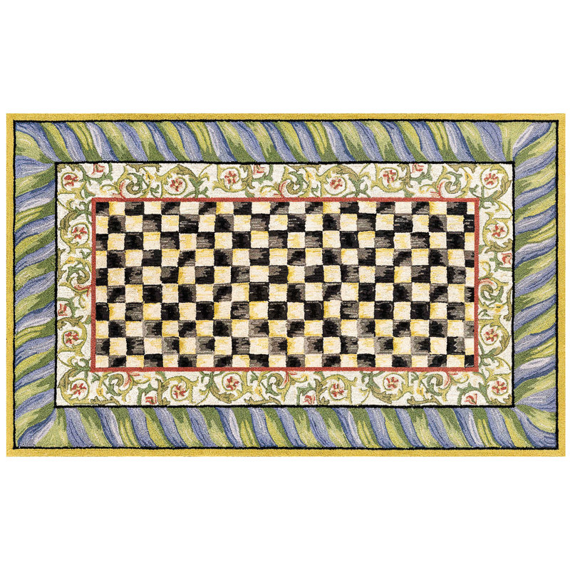 Courtly Check® Purple/Green Washable Rug, Rectangle 5' x 7'6"