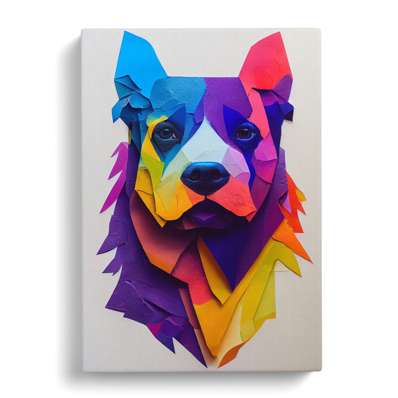 XV1022-3399X Paper Dog No.2 Abstract - Print, Wrapped Canvas, 50cm H x 35cm W, No Matte