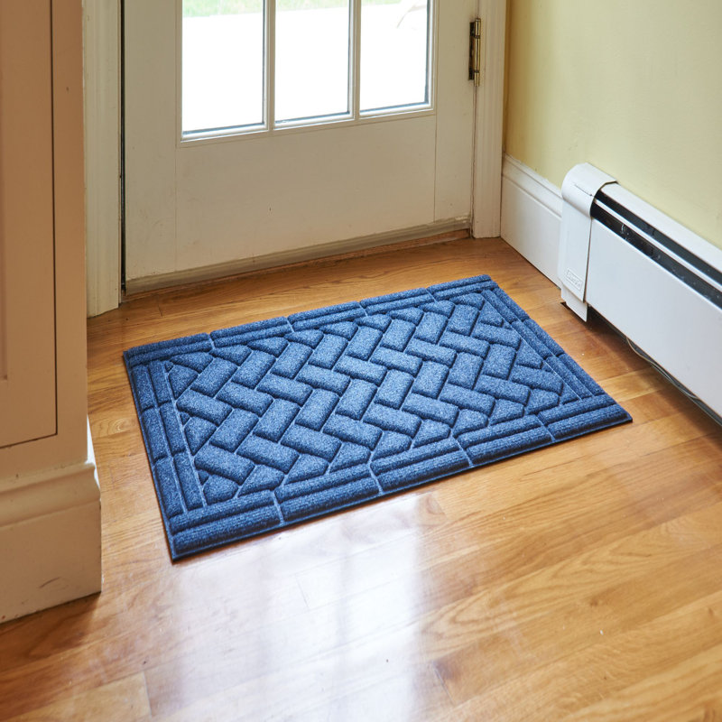 Fain Non-Slip Geometric Doormat, Blue, 24" x 36"