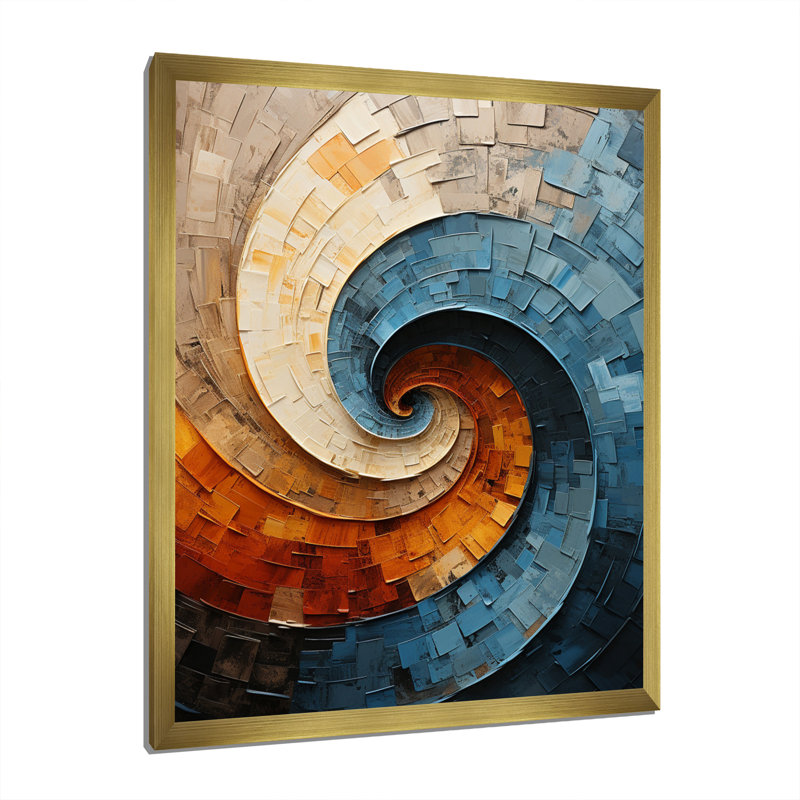 Collaged Spiral - Abstract Spirals Canvas Prints, Gold Picture Framed, 20" H x 12" W x 1" D