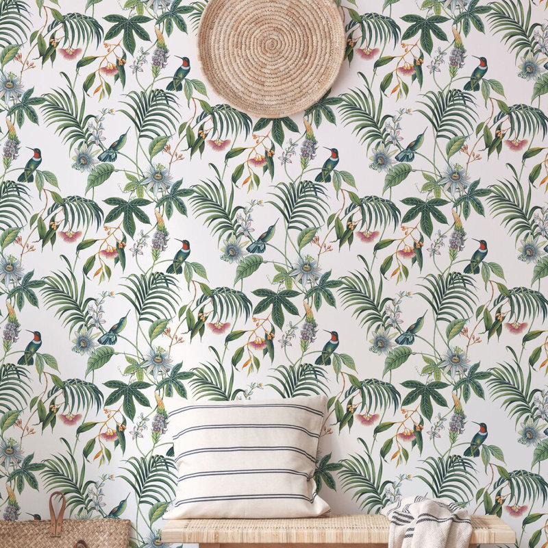 Adilah Floral Vinyl Wallpaper Roll, White