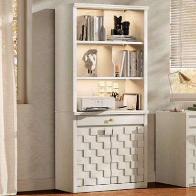 72.1" Tall Bookshelf & Bookcase with LED Lights, 6-Tier Bookshelf with Drawer and Open Shelves, Modern Display Storage Cabinet with Doors for Home Office, Living Room, Bedroom(72.1" H  x 30.6" W)