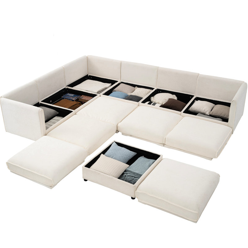 Canapé moderne en chenille avec rangement et design ergonomique pour une vie élégante