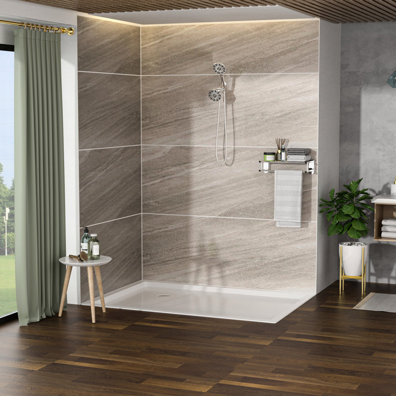 Système de douche mural avec pomme de douche à jet de 4,7 po et massage portatif à 7 mains