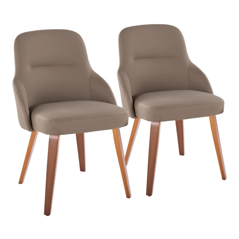 Chaise rembourrée York en similicuir York par Lumisource - ensemble de 2, Brun, Bois de noyer