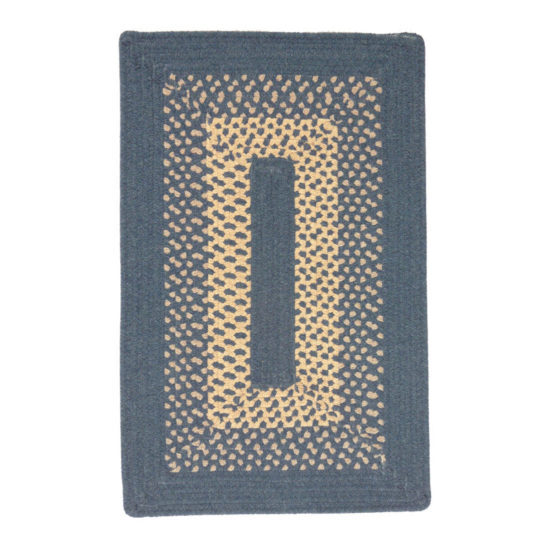 Tapis bleu en laine tressé à la main Montagna, Rectangle 3 pi 5 po x 5 pi 5 po