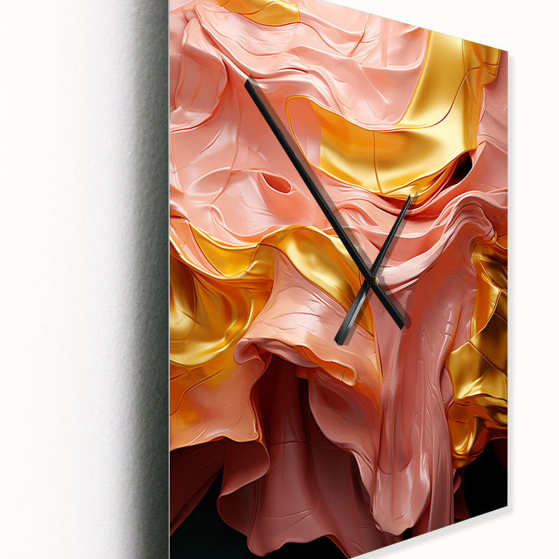 Sudden Joy - Abstraction mystique rose et or I - Peinture abstraite, horloges murales, Petit