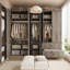 Armoire en bois de 182 cm de haut avec 4 portes et 53 cm de profondeur, tringle et étagères réglables, charnières à fermeture douce, trousse anti-basculement – ​​pour chambre à coucher-971508365
