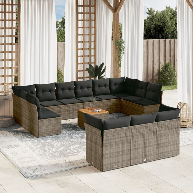 Ensemble de canapé de jardin Vidaxl gris, gris foncé, brun