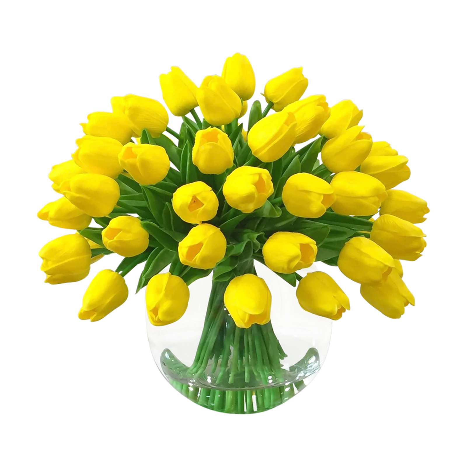 Real Touch Tulips Centerpiece In Vase, Yellow
