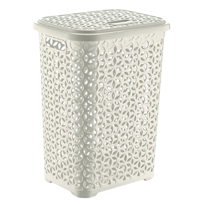 Plastic Laundry Basket, White