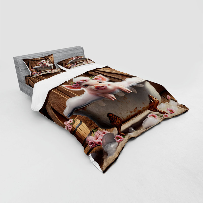 Ensemble de literie rustique Ambesonne et rose et séquoia, King Duvet Cover + 3 Additional Pieces