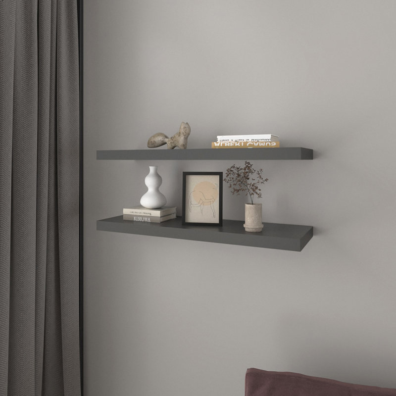 Tablette flottante Dallas, salon, pin, Gris