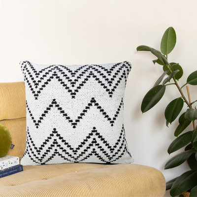 Contemporary Chevron Textured Woven Cotton Blend Decorative Throw Pillow