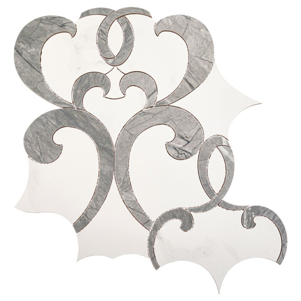 Ciara Larkin Grey and White 11-in. x 13-in. Marble Look Matte Porcelain Wall & Floor Tile