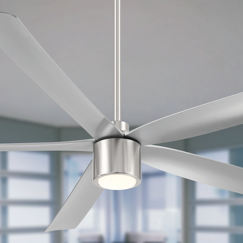 Ventilateur de plafond 5 pales avec télécommande et lumière à intensité variable RAVian, Nickel brossé, 72"