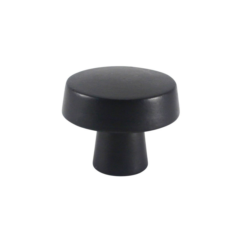 Matte Black Iron Round Circle Knob with Mounting Hardware