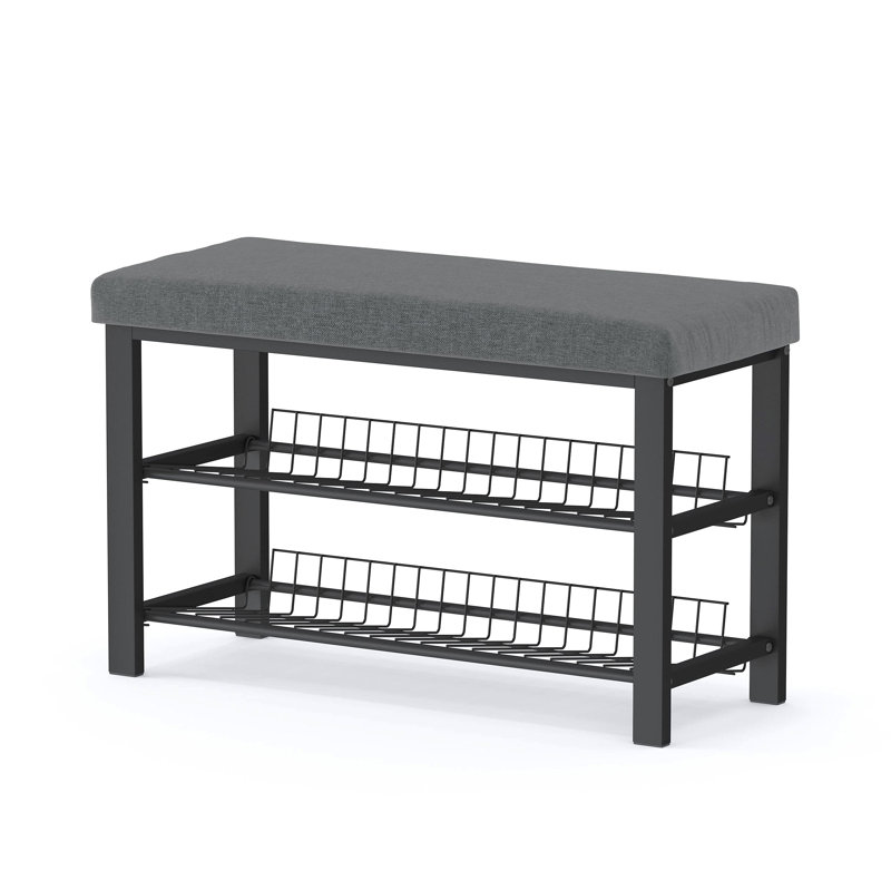 8 Pair Shoe Storage Bench, Grey