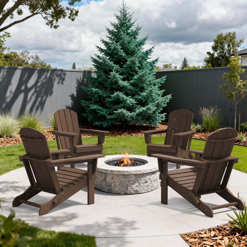 Chaise Adirondack pliable en PEHD Clitheroe, Brun