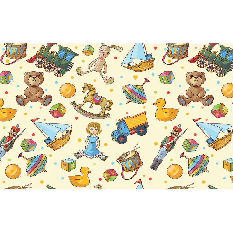 Papier peint de qualité supérieure - Motif de jouets, L 144 po x l 210 po