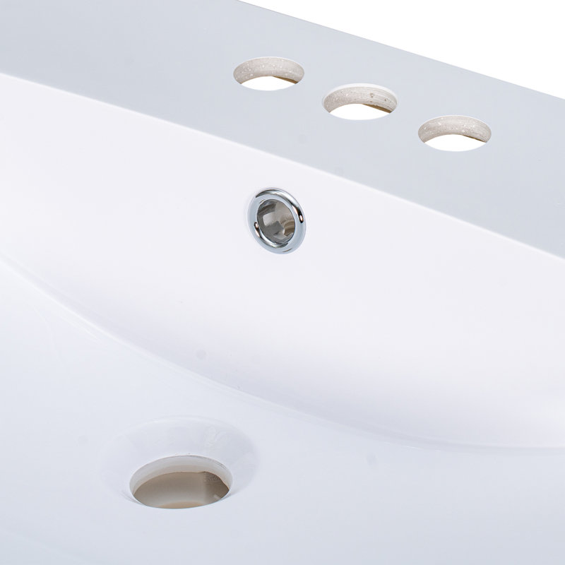 Plateau de meuble-lavabo 24 po seulement, lavabo blanc, 3 trous de robinet